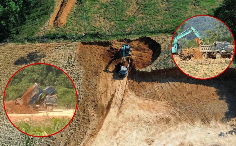 Illegal land of people is used to level the resettlement area. Photo: Cong Sang