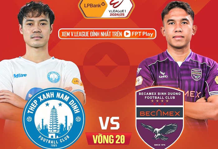 Nam Dinh meets Binh Duong in round 20 of V.League 2024-2025. Photo: FPT Play