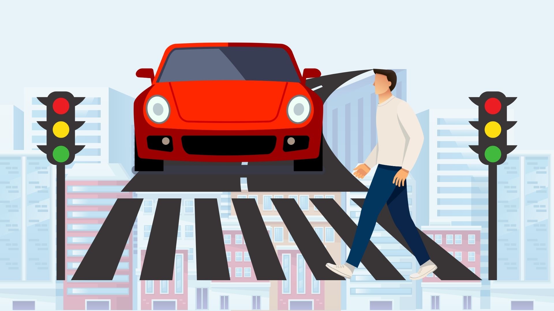 La multa por desvio de un vehiculo no otorga el derecho de paso al peaton mas reciente. Diseño por el artista britanico