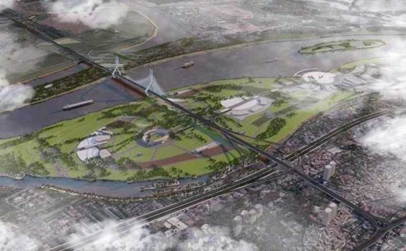 Perspective of Tu Lien Bridge across the Red River connecting Tay Ho District with Dong Anh District. Photo: Design Unit