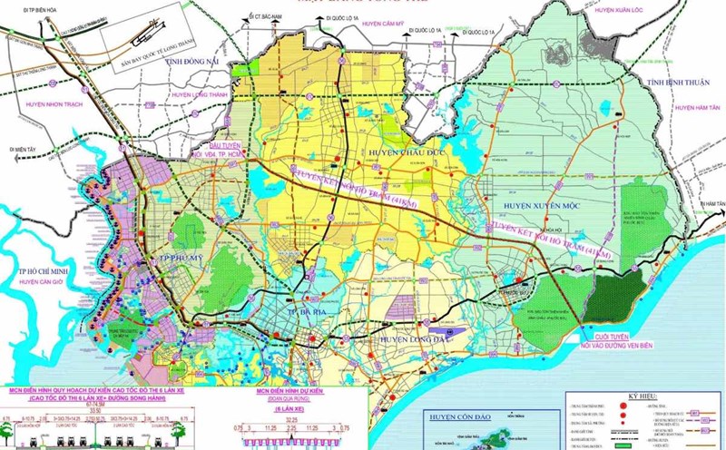 Diagram of the expressway connecting Long Thanh (Dong Nai) and Ho Tram (Ba Ria - Vung Tau). Photo: BR-VT People's Committee