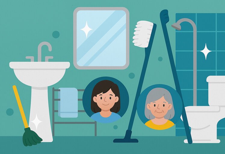 Tips to keep the bathroom clean. Graphic photo: Hoang Loc