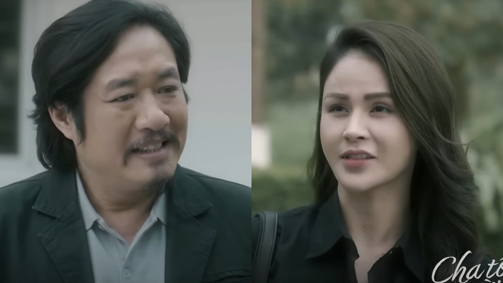 Meritorious Artist Bui Nhu Lai and Luong Thu Trang in the film "My Father, the one who stays". Photo: VFC