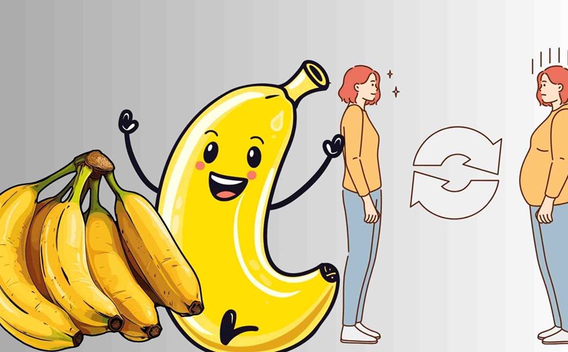 Bananas can help you lose weight thanks to their high fiber content, low calories and ability to curb appetite. Graphic photo: Hoang Loc