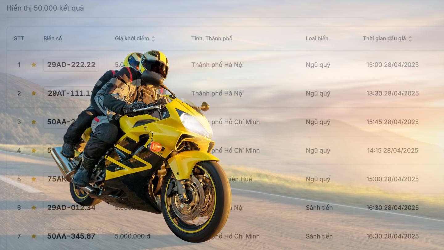 The huge rain of license plates for motorbikes with five numbers in the auction on April 28