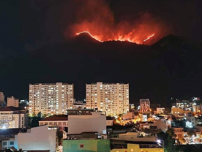 Image of the fire on Co Tien Mountain, Nha Trang City, Khanh Hoa in 2024. Photo: Huu Long