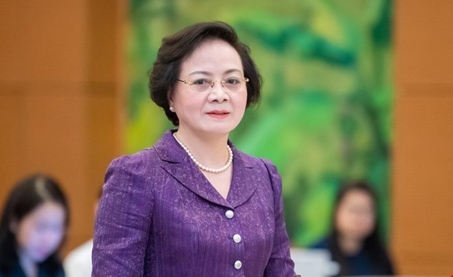 Minister Pham Thi Thanh Tra informed that as expected, the number of commune-level leaders will account for over 1/3 Photo: Quochoi.vn