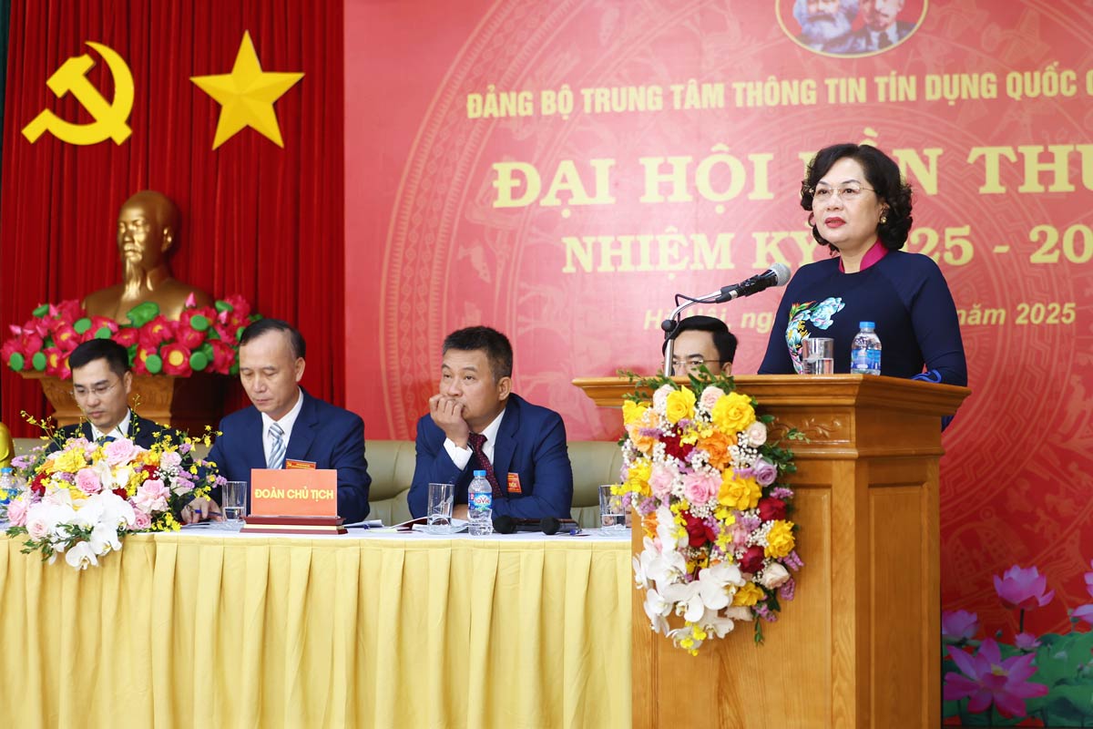 Thong doc NHNN Nguyen Thi Hong phat bieu chi dao tai Dai hoi. Anh: Duong Anh