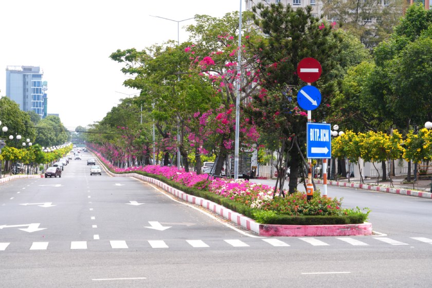 Las rutas de entrada a la ciudad de Vung Tau (calles 2/9, 3/2) estan limpias y bien cuidadas con muchos arboles y flores brillantes. Imagen: Ciudad de la Paz