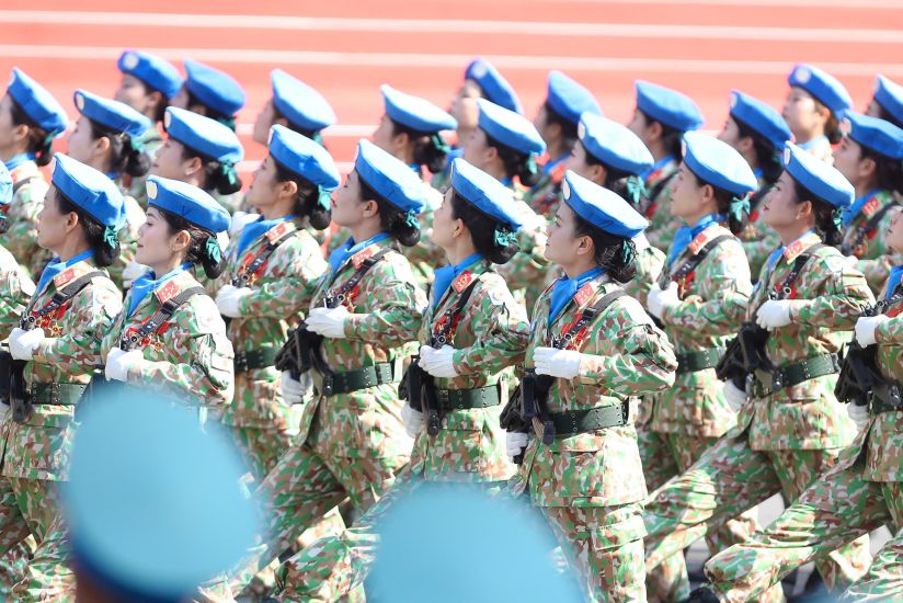 The women's peacekeeping force at the general parade and parade. Photo: Thanh Vu