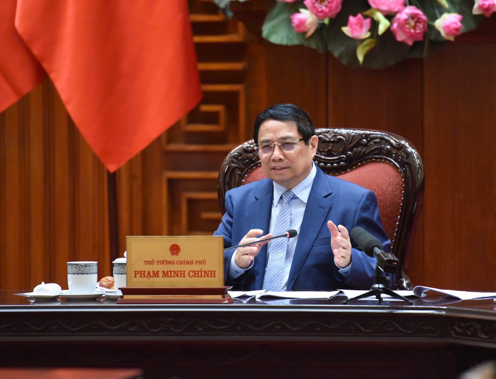 Politburo member and Prime Minister Pham Minh Chinh spoke at a meeting with ministries and branches to review preparations for trade negotiations with the US side. Photo: VGP/Nhat Bac