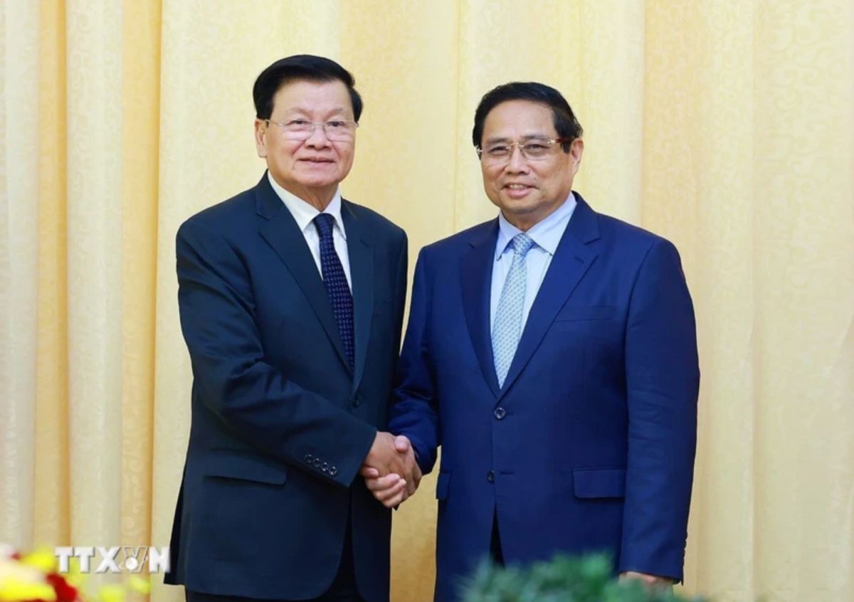 Politburo member, Prime Minister Pham Minh Chinh and General Secretary and President of Laos Thongloun Sisoulith. Photo: VNA