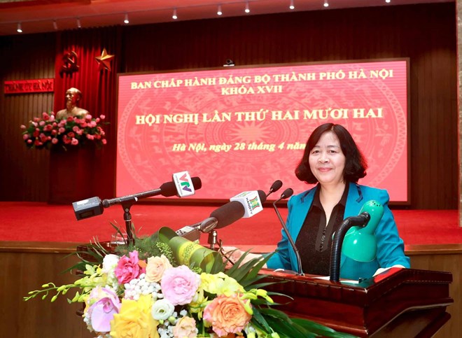 Secretary of the Hanoi Party Committee Bui Thi Minh Hoai noted the arrangement of cadres when arranging the apparatus. Photo: Viet Thanh