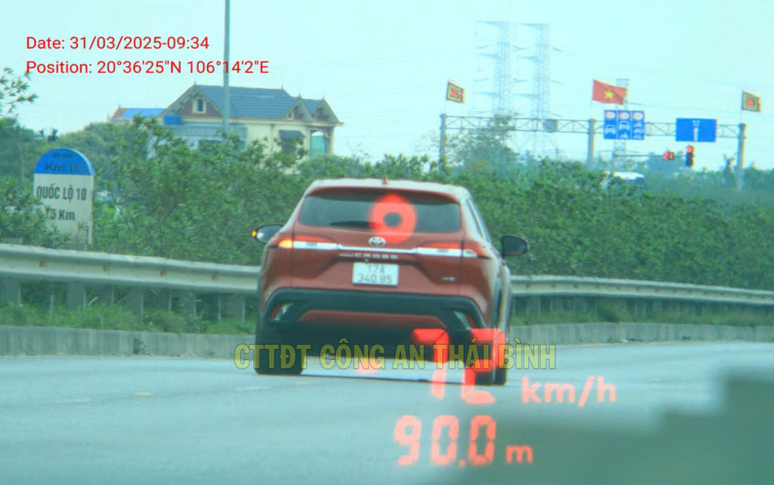 Imagen del vehiculo que infringe el limite de velocidad, es multado. Fuente: Policia de la provincia de Taiping