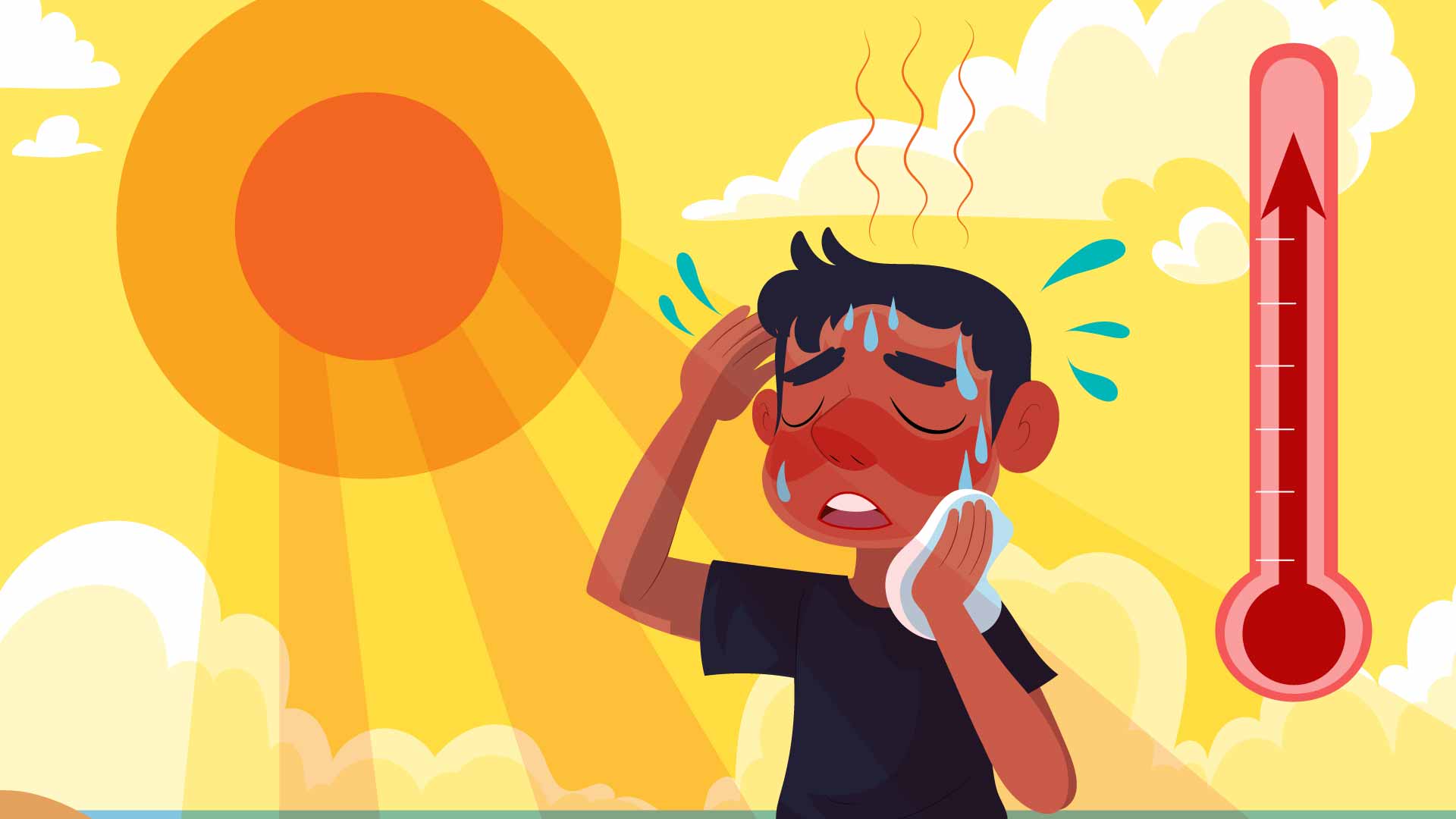 Prevent sunburn and dehydration in children. Graphics: Thien Nhan