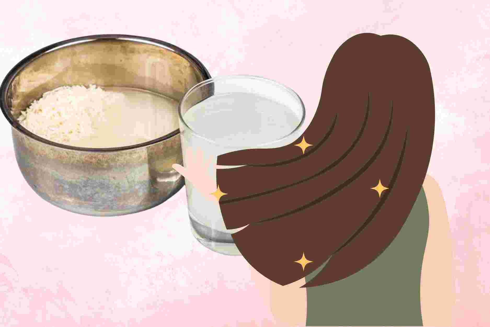 Sorpresa con cinco maravillosas aplicaciones de agua de arroz para el cabello. El dibujo: