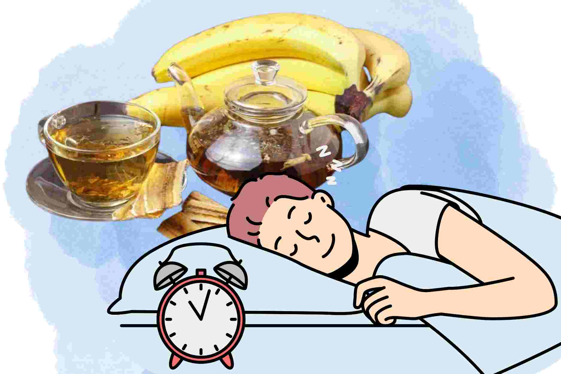How to make banana peel tea to help sleep well at home. Graphics: Dinh Dinh