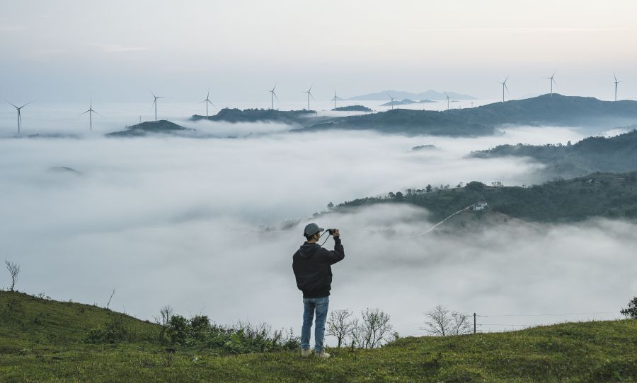 The wind power project has been put into operation in the mountainous district of Huong Hoa, Quang Tri province. Photo: Hung Tho