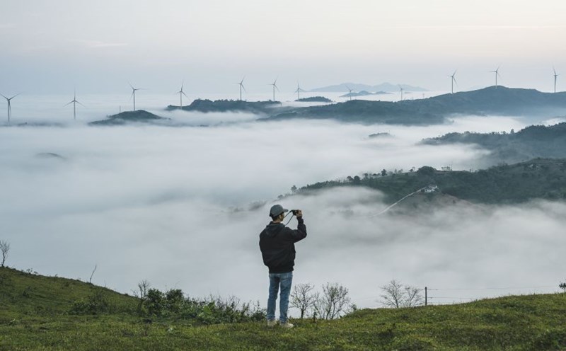 The wind power project has been put into operation in the mountainous district of Huong Hoa, Quang Tri province. Photo: Hung Tho