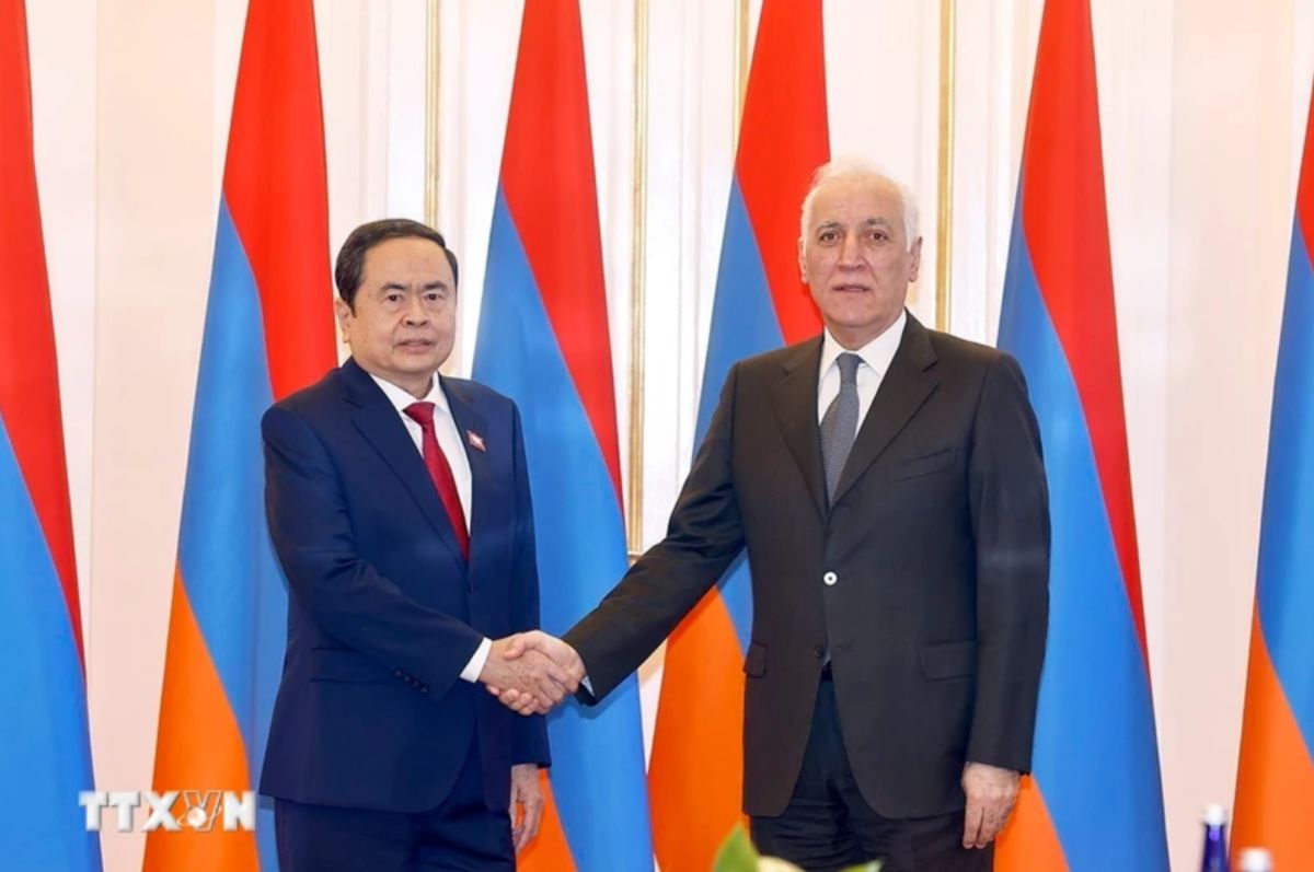 Politburo member and National Assembly Chairman Tran Thanh Man met with President Armenia Vahagn Khachaturyan. Photo: VNA
