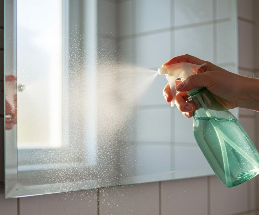 Using green tea as a solution makes it easy to clean the mirror, preventing venting. Photo: Dat