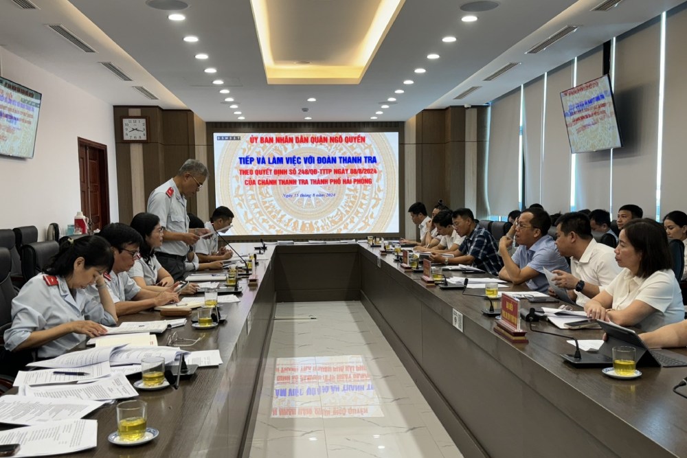 A conference to announce the inspection decision in the area of Hai Phong City Inspectorate. Photo: thanhtra.haiphong.gov.vn