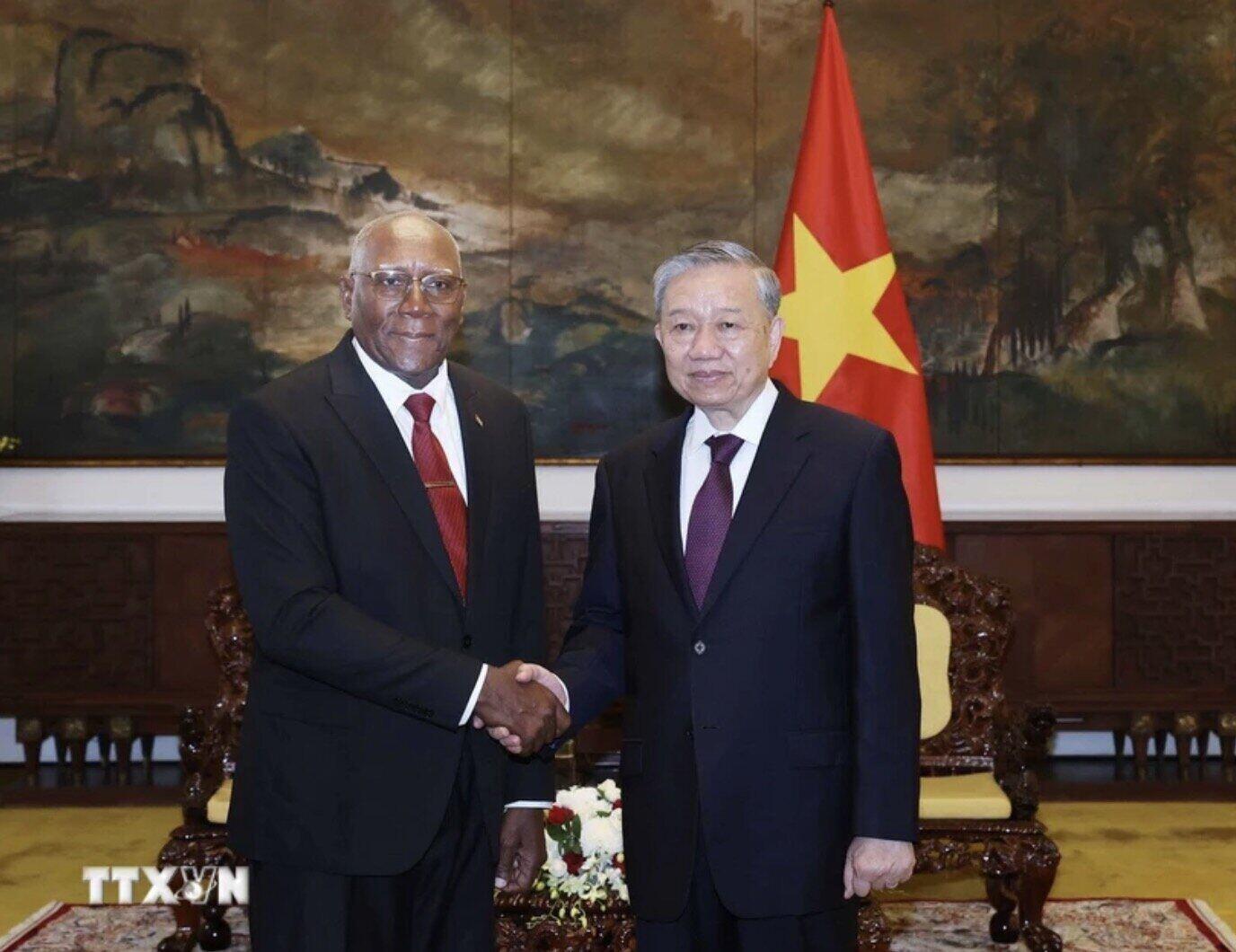 General Secretary To Lam met with Politburo member and Vice President of the Republic of Cuba Salvador Valdes Mesa. Photo: VNA