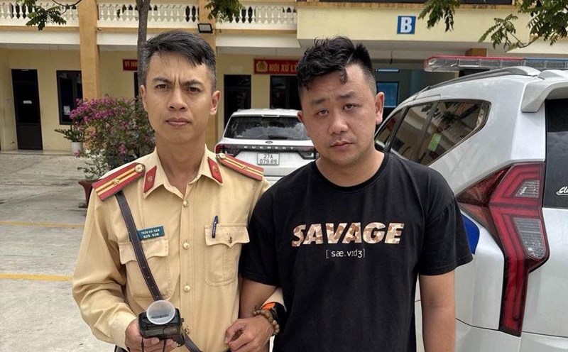 Pham Duy Tuan Dat at the police station. Photo: Provided by Dien Bien Provincial Police