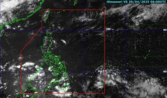 The low pressure near the East Sea appeared earlier this week and is forecast to strengthen into a storm that disappeared on April 30. Photo: PAGASA