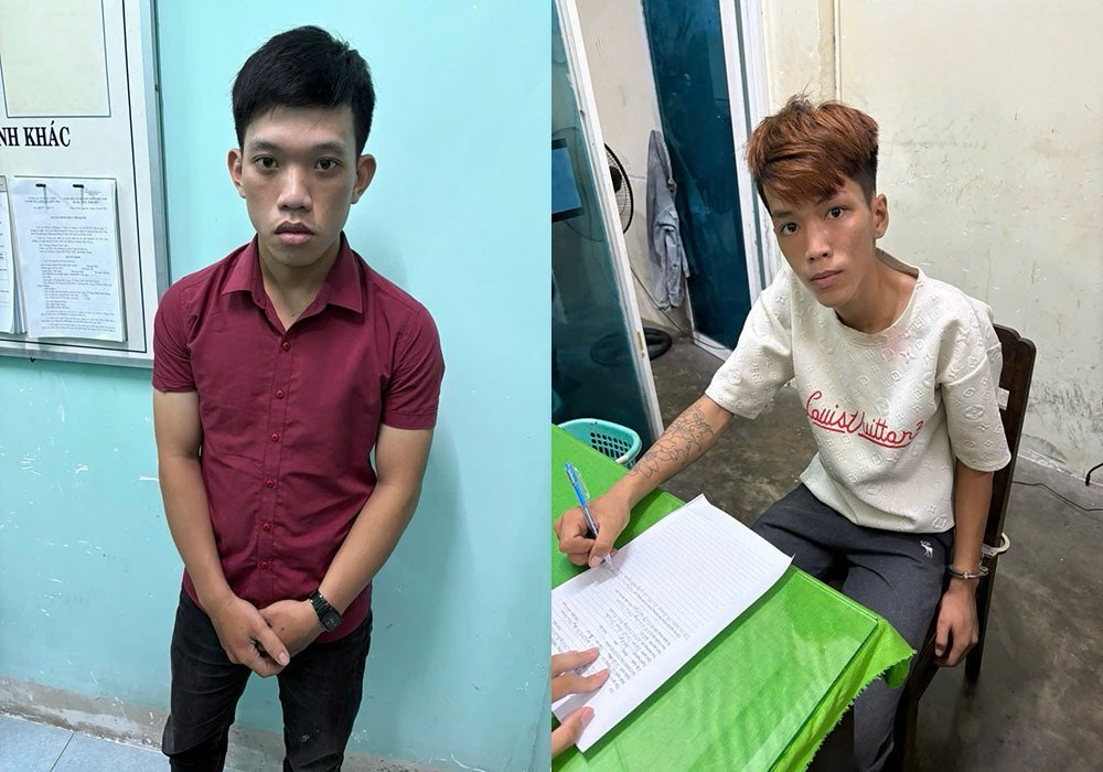 2 doi tuong trong vu an lam viec tai co quan cong an. Anh: Cong an 