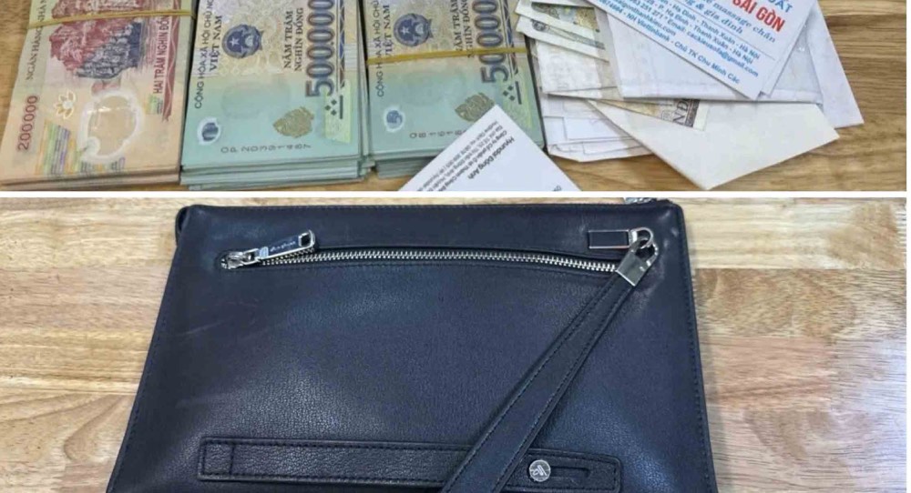 Hoang Liet Ward Police returned the wallet with more than 100 million VND to the person who dropped it. Photo: Provided by the police