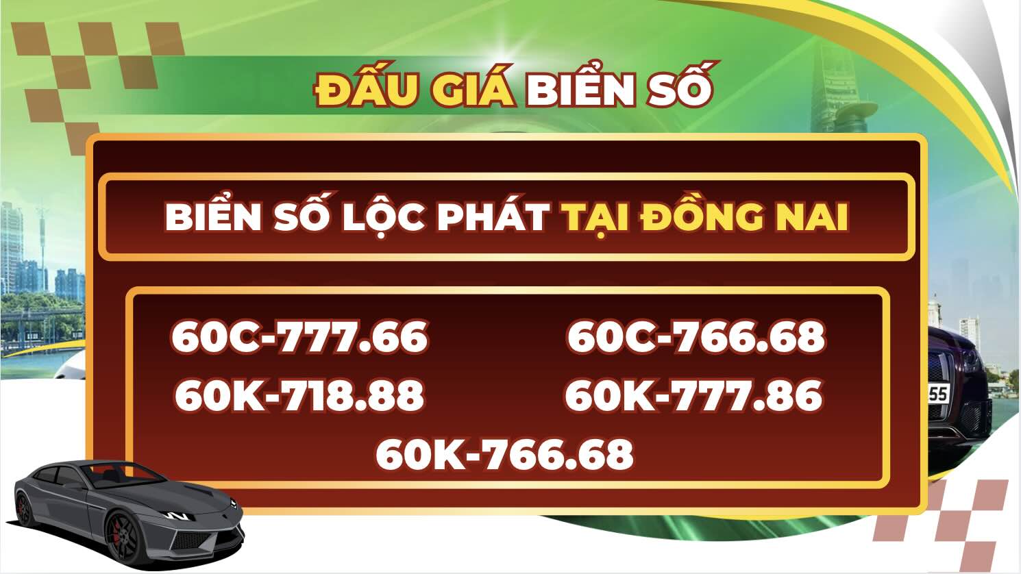 Dong Nai has a series of super beautiful luxury license plates on the auction floor