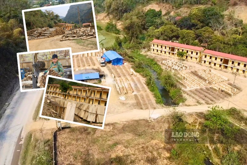 Fire and explosion and safety risks at the wood processing factory located in a row of workers' and operator's houses in Bac Kan. Photo: Nguyen Hoan.