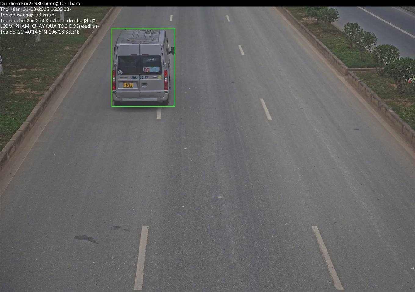 The vehicle was fined for speeding. Photo: Cao Bang Police