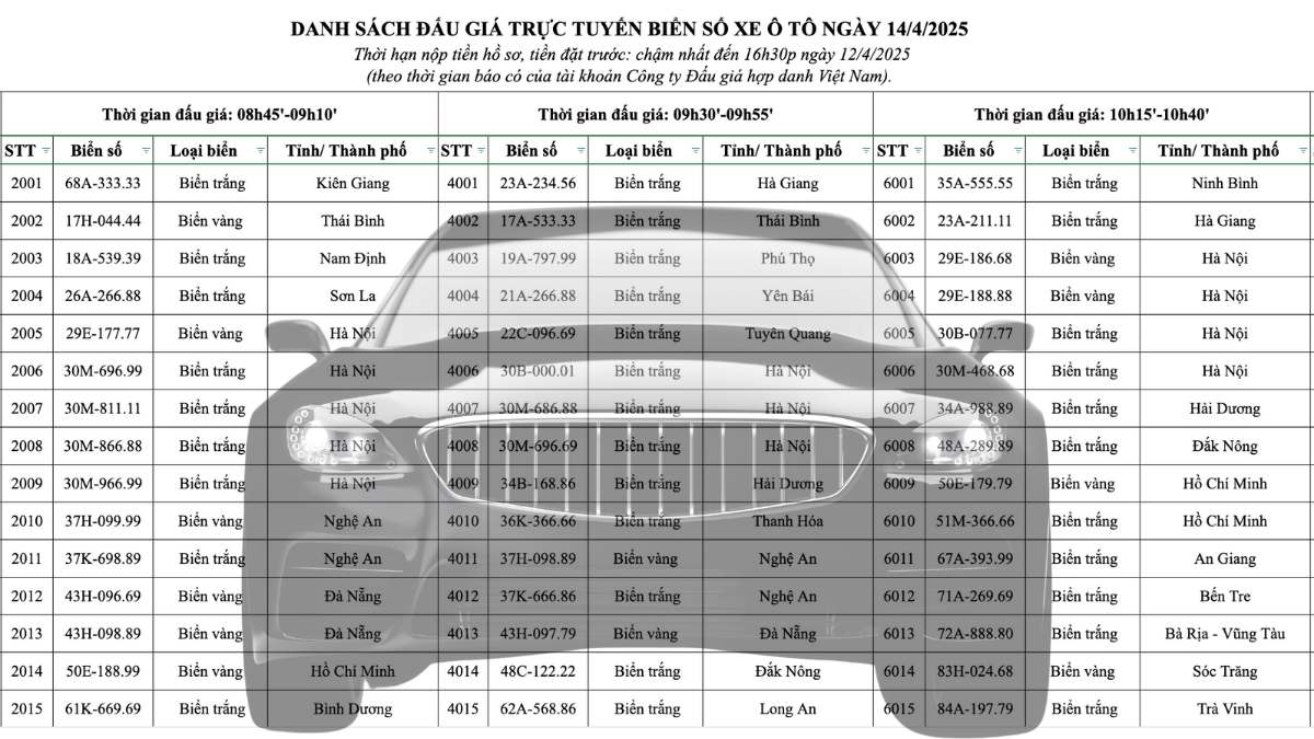 There are 2 huge five-digit license plates to be auctioned on April 14