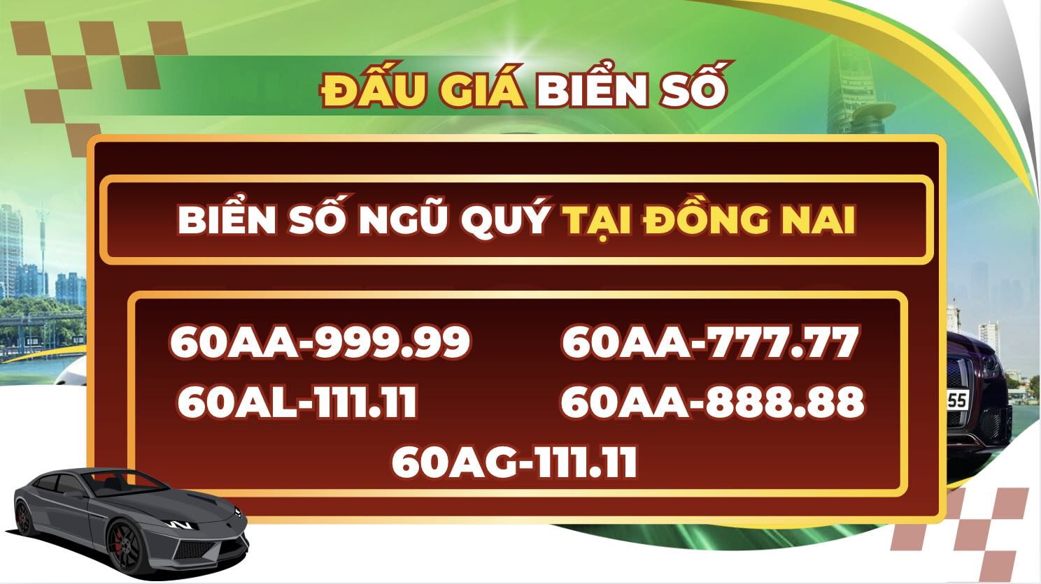 A series of huge five-digit license plates in Dong Nai on the auction floor