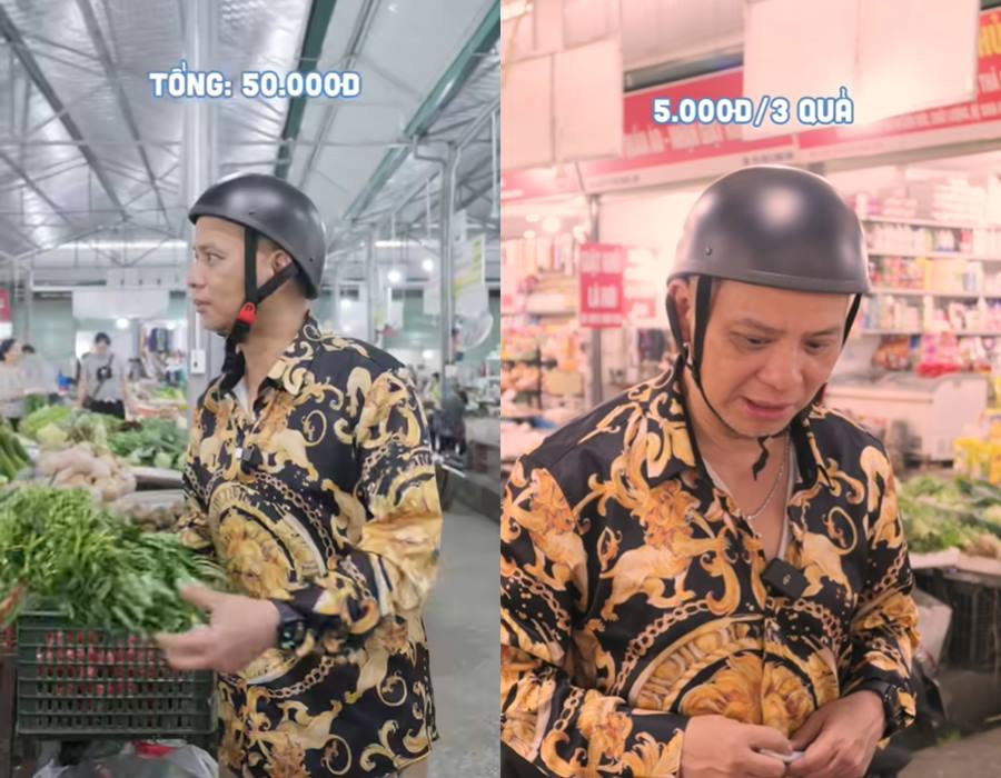 Dien vien Anh Tuan mac ca sanh soi khi di cho. Anh: Cat tu video