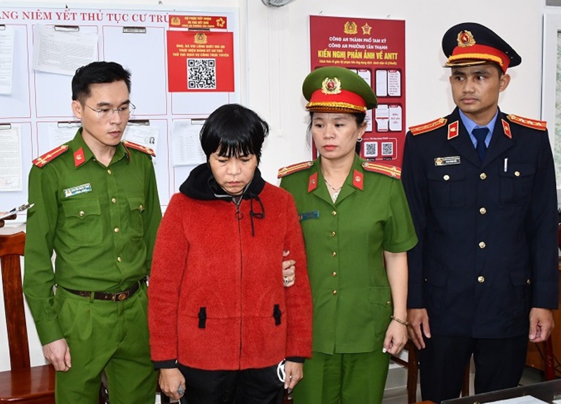 Toi 5.4.2025, ba Na bi Cong an Quang Nam khoi to va bat tam giam de phuc vu cong tac dieu tra. Anh: CACC