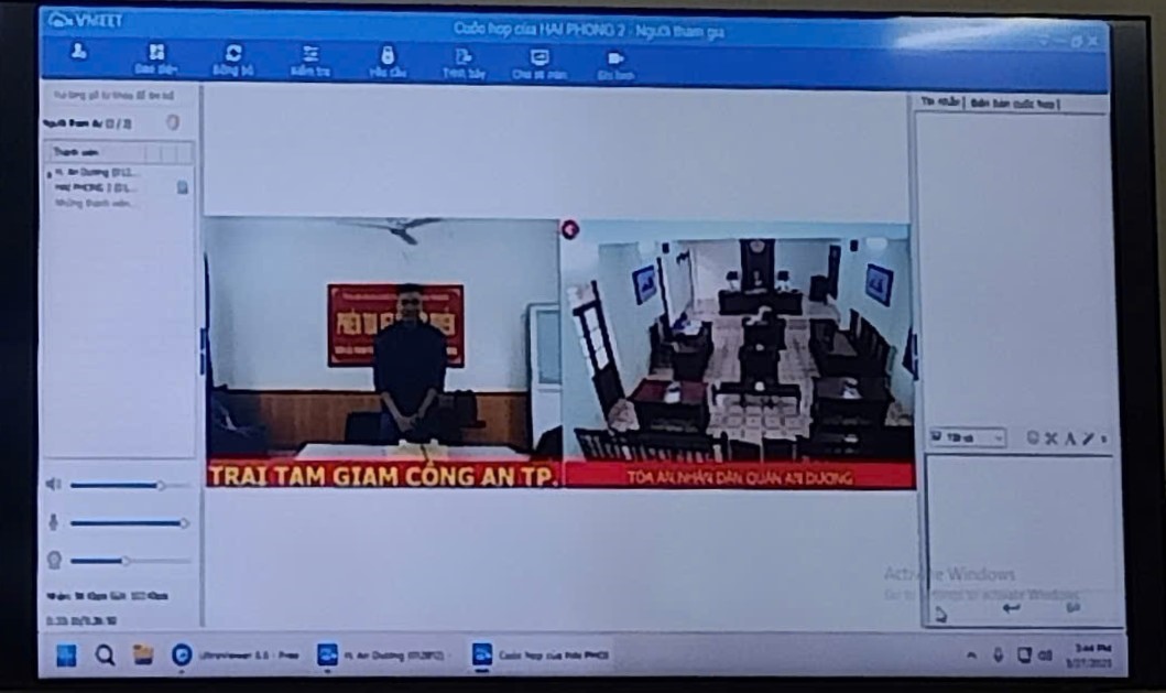 The trial will be conducted online from the central bridge at the headquarters of the An Duong District People's Court with the Hai Phong City Police Detention Center. Photo: An Duong Commercial Center