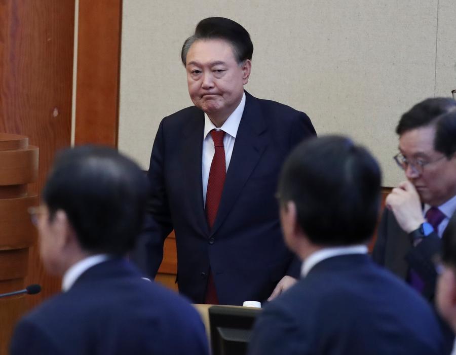 Mr. Yoon Suk Yeol attended the impeachment hearing at the Constitutional Court in Seoul, South Korea, on February 20, 2025. Photo: Xinhua