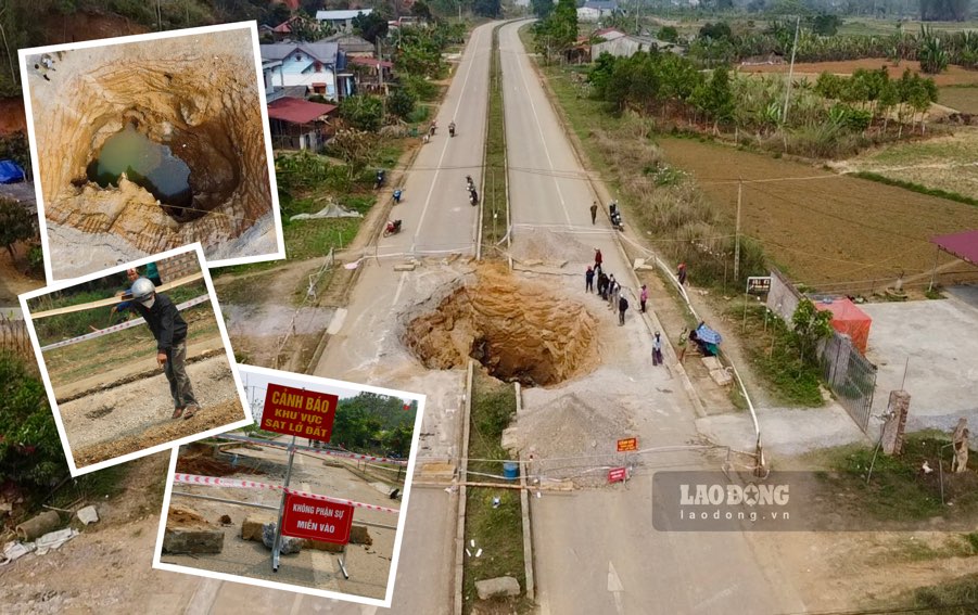 The "death hole" danger on National Highway 3B through Na Ri District (Bac Kan). Photo: Nguyen Hoan.