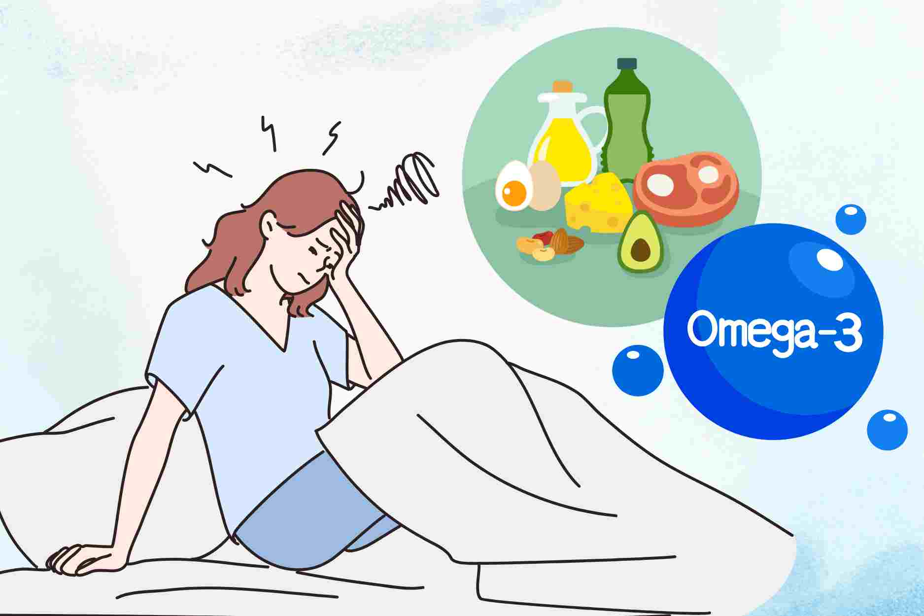 Los efectos secundarios que vienen con el sueño son una sobredosis de omega-3. El dibujo: