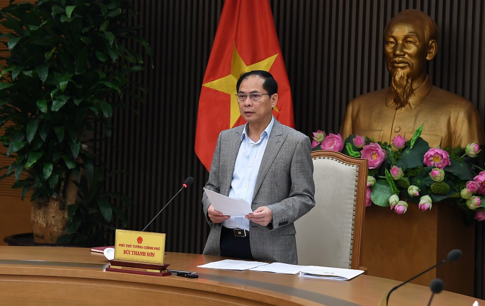 Member of the Party Central Committee, Deputy Prime Minister Bui Thanh Son requested to continue reviewing and perfecting the import tax reduction plan. Photo: VGP