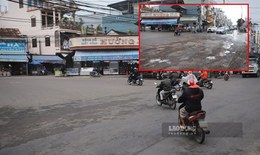 Hư hỏng trên Quốc lộ 1 đoạn qua ngã tư Diêu Trì (thị trấn Diêu Trì, huyện Tuy Phước, Bình Định) được khắc phục sau phản ánh của Báo Lao Động (ảnh chụp ngày 11.1.2025). Ảnh: Phương Thảo