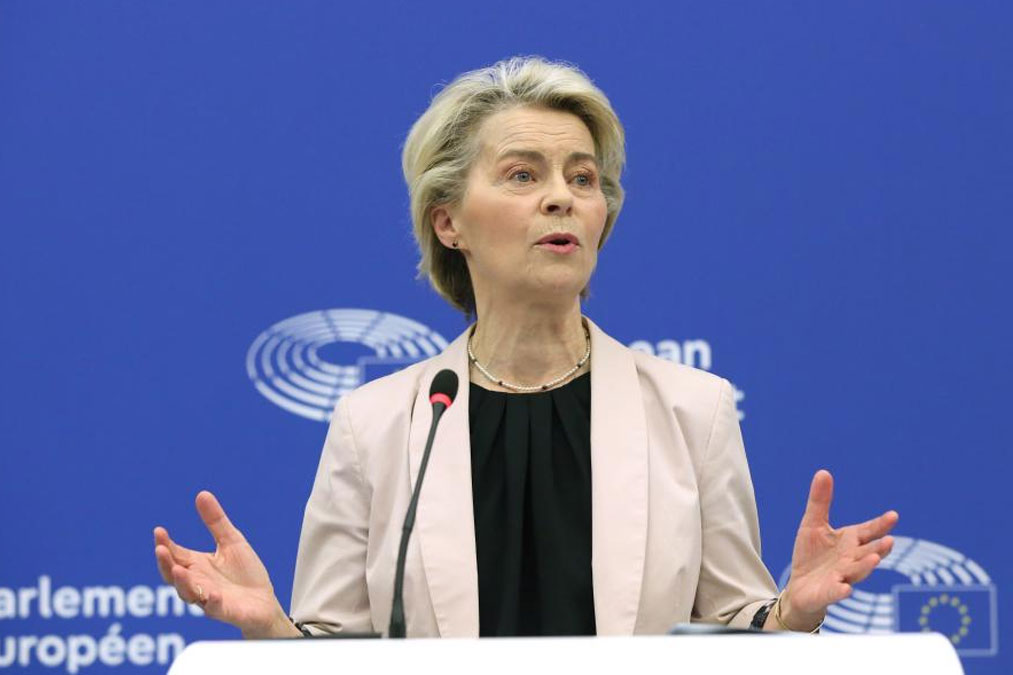 Ms. Ursula von der Leyen called on China to cooperate with the EU to monitor the possibility of a trade diversion of goods. Photo: Xinhua