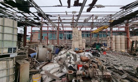 Hiện trường vụ tai nạn lao động tại nhà máy giấy ở huyện Tiên Du, tỉnh Bắc Ninh khiến 1 người tử vong vào tháng 4.2024. Ảnh: Vân Trường