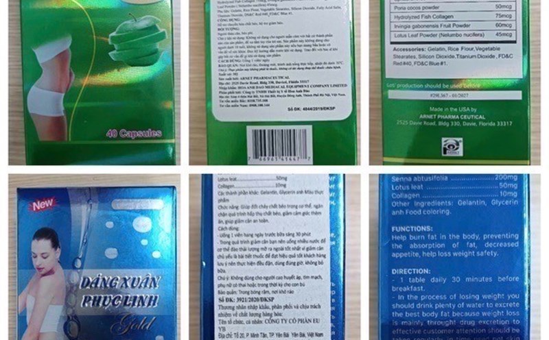 Images of 2 health protection foods containing the banned substance Sibutramine being recalled. Photo: Provided by the Department of Food Safety