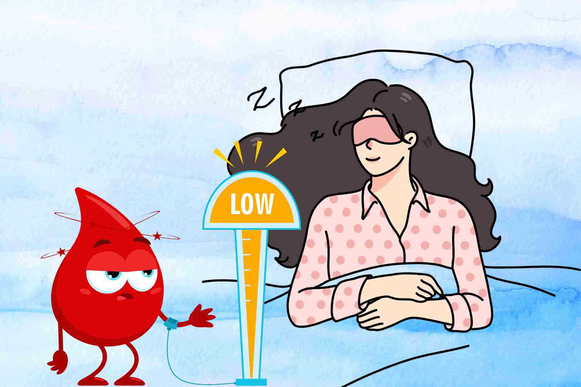 La hora dorada para los que tienen presion arterial baja. El dibujo: