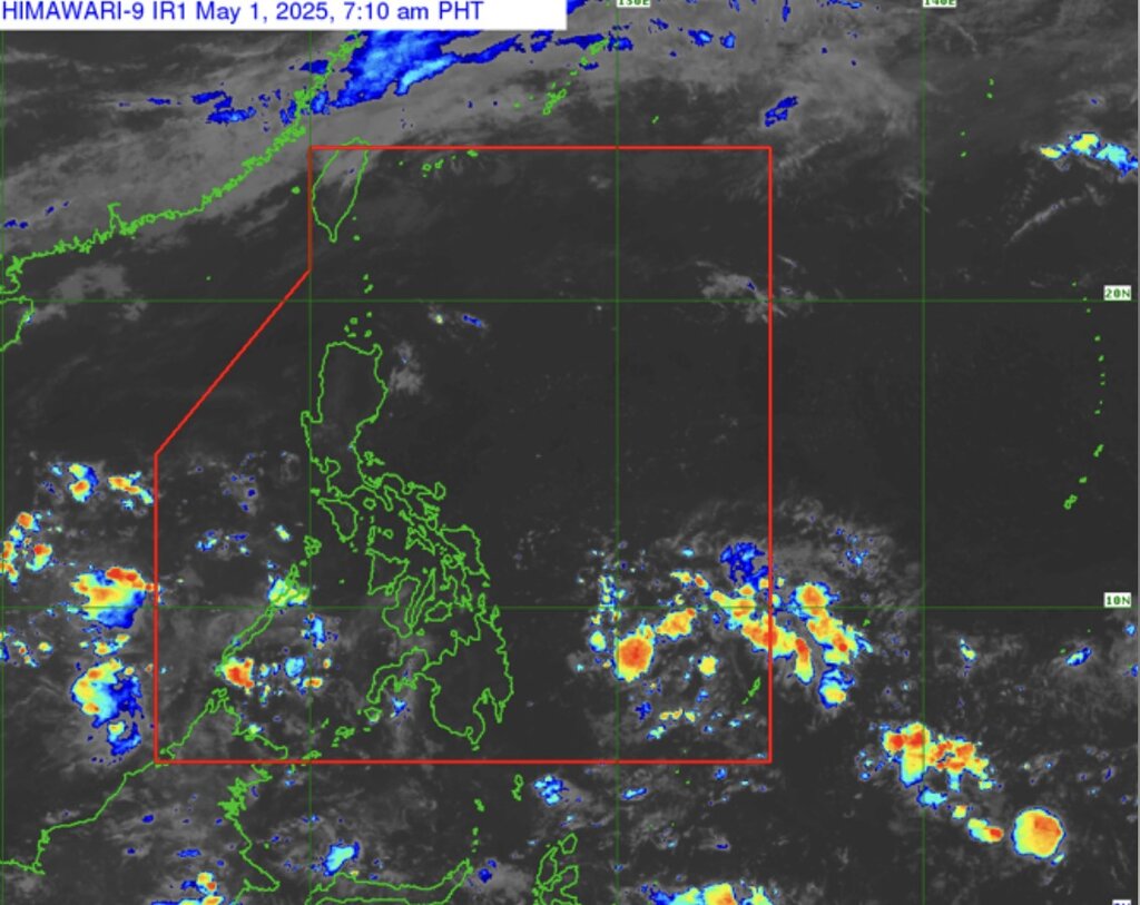 El pronostico de huracanes cerca del Mar del Sur para el mes de mayo fue publicado por PAGASA el 1 de mayo. Imagen de PAGASA