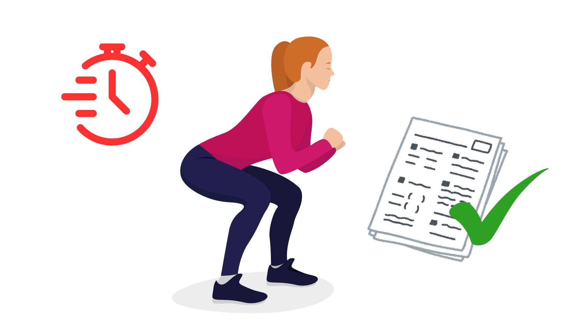 Los squats prueban la fuerza y la condicion fisica. El dibujo: